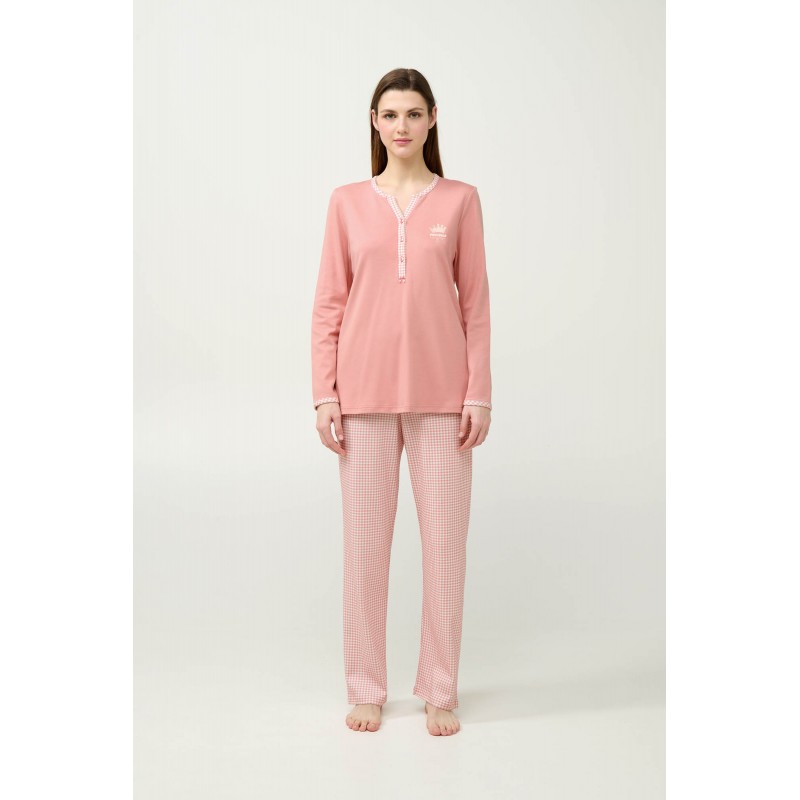 Βαμβακερή Γυναικεία Πυτζάμα με Πατιλέτα PINK TAN (23313-PINK TAN) Βαμβακερή Γυναικεία Πυτζάμα με Πατιλέτα PINK TAN (23313-PINK TAN)