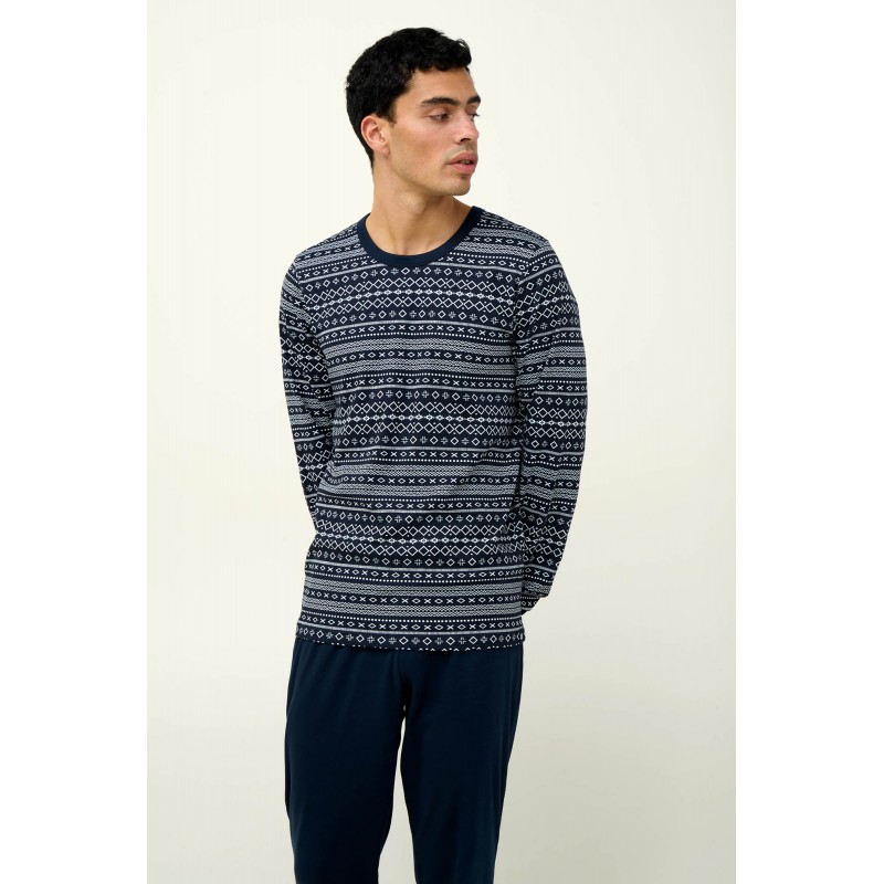 Ανδιρκή Βαμβακερή Πυτζάμα με Μανσέτες BLUE (23602-BLUE) Ανδιρκή Βαμβακερή Πυτζάμα με Μανσέτες BLUE (23602-BLUE)