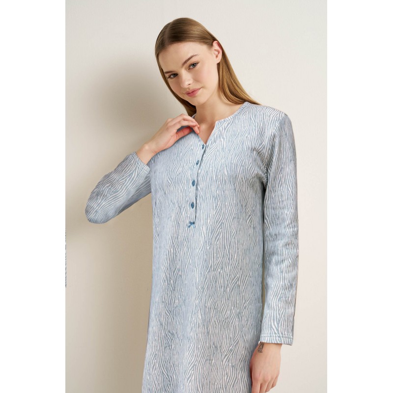 Βαμβακερό Φούτερ Νυχτικό με Πατιλέτα BLUE SERENE (25246-BLUE SERENE) Βαμβακερό Φούτερ Νυχτικό με Πατιλέτα BLUE SERENE (25246-BLUE SERENE)