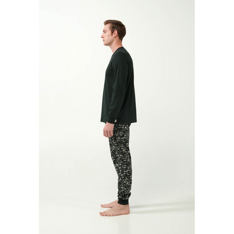 Jersey Πυτζάμα με Λύκους και V Λαιμόκοψη GREEN DEEP FOREST (21641-GREEN DEEP FOREST)