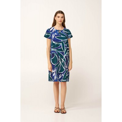 Καλοκαιρινό Ωκεάνιο Φόρεμα από Ποπλίνα BLUE PRINT (24414-BLUE PRINT)