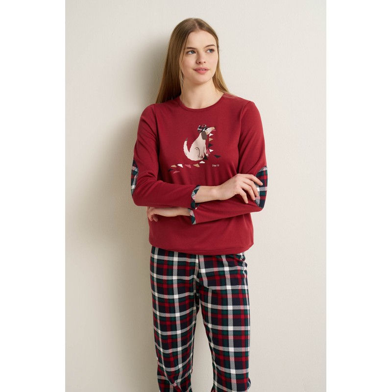 Γυναικεία Βαμβακερή Matching Πυτζάμα RED KARANDA (25615-RED KARANDA) Γυναικεία Βαμβακερή Matching Πυτζάμα RED KARANDA (25615-RED KARANDA)