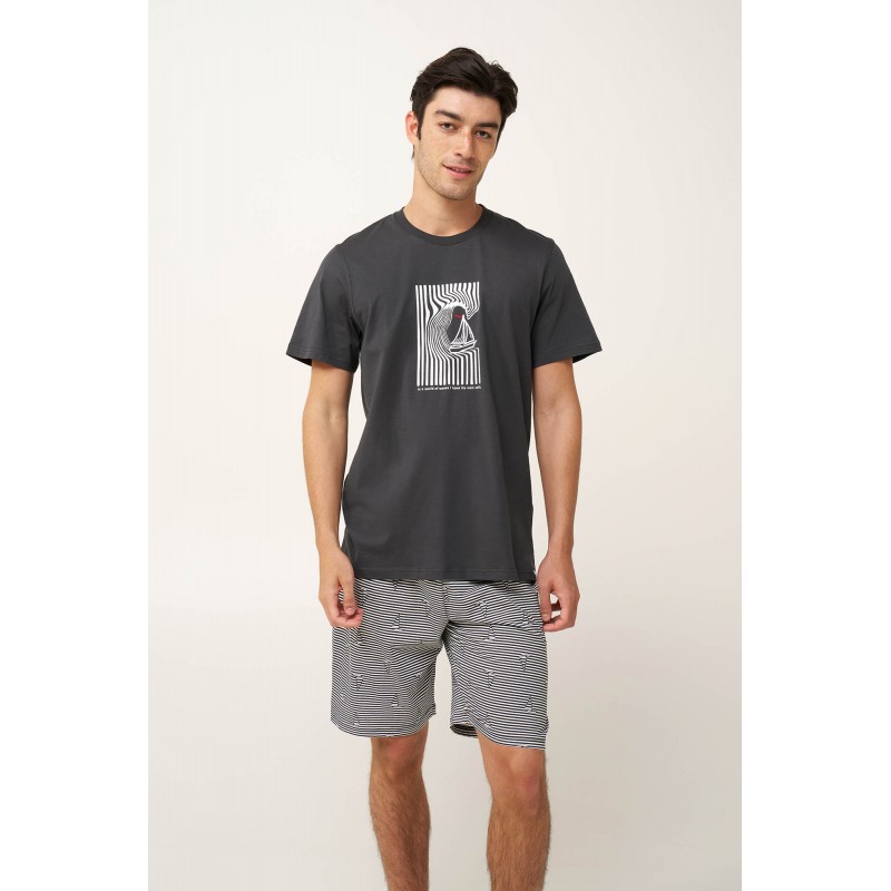 Ανδρική Καλοκαιρινή Πυτζάμα με Καραβάκι DARK GRAY (24672-DARK GRAY) Ανδρική Καλοκαιρινή Πυτζάμα με Καραβάκι DARK GRAY (24672-DARK GRAY)