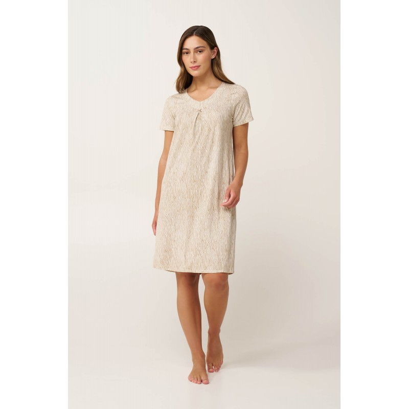Νυχτικό Micromodal με Πιέτα BEIGE TAUPE (24018-BEIGE TAUPE)