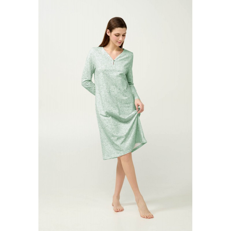Χειμερινό Βαμβακερό Φούτερ Νυχτικό GREEN FROSTY (23264-GREEN FROSTY)