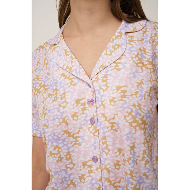 Γυναικεία Βαμβακερή Κουμπωτή Πυτζάμα LILLA PASTEL (24302-LILLA PASTEL)