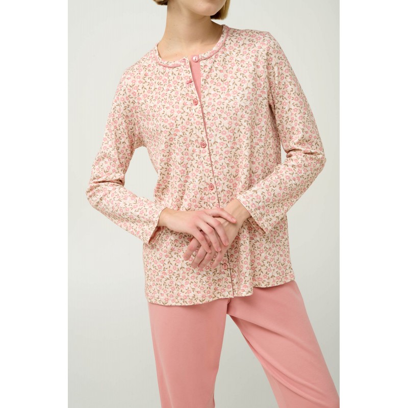 Γυναικεία Βαμβακερή Κουμπωτή Πυτζάμα PINK TAN (23332-PINK TAN)