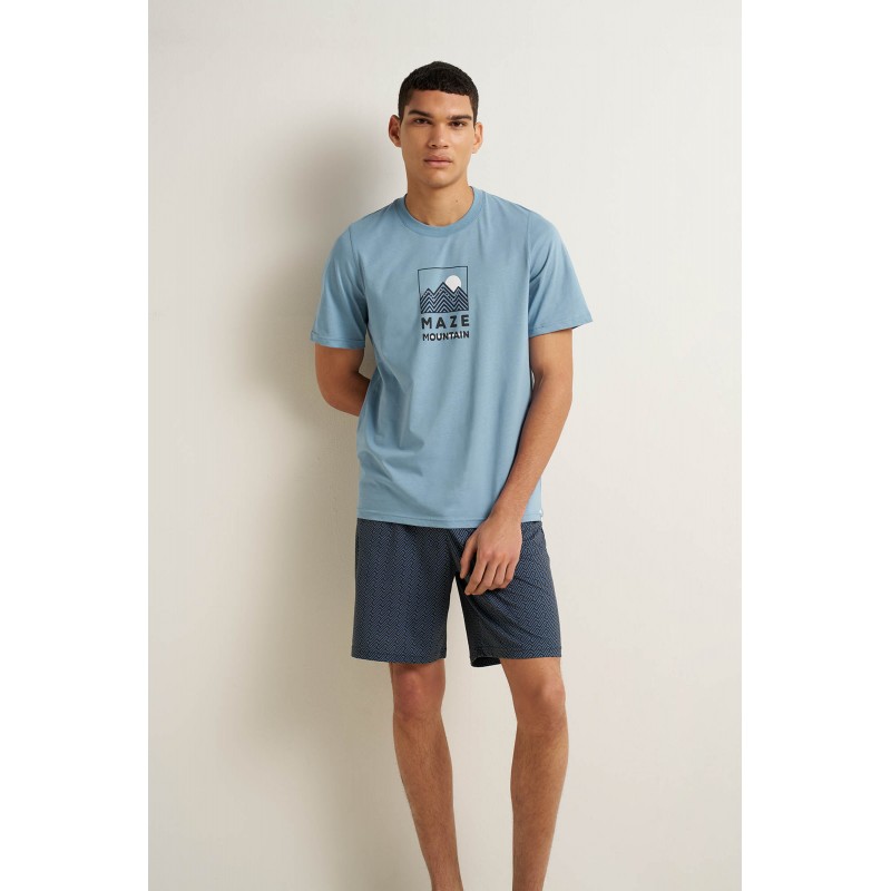 Ανδρική Βαμβακερή Κοντή Πυτζάμα BLUE SHADOW (25644-BLUE SHADOW) Ανδρική Βαμβακερή Κοντή Πυτζάμα BLUE SHADOW (25644-BLUE SHADOW)