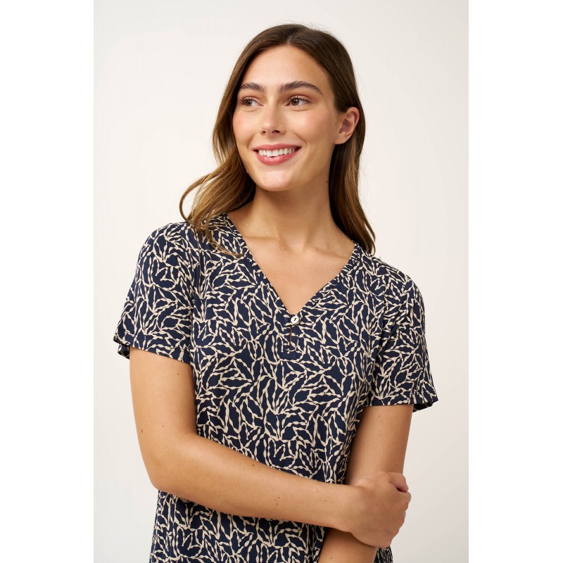 Micromodal Φλοράλ Νυχτικό με V BLUE BLAZER (24116-BLUE BLAZER)