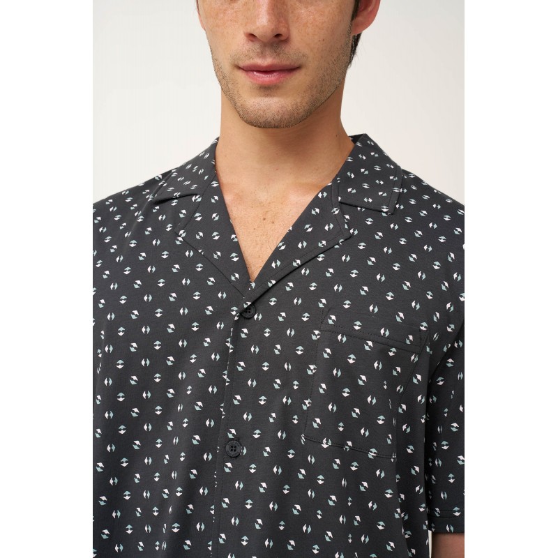 Ανδρική Καλοκαιρινή Κουμπωτή Πυτζάμα DARK GRAY (24683-DARK GRAY)