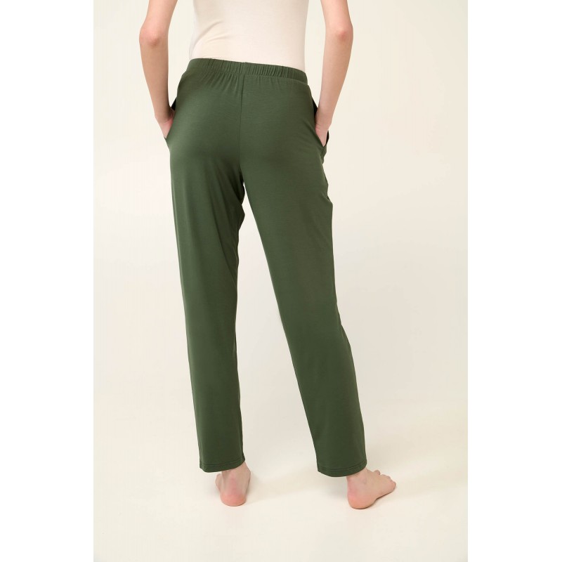 Μακρύ Γυναικείο Παντελόνι Viscose με Πιέτες GREEN IVY (22102-GREEN IVY)