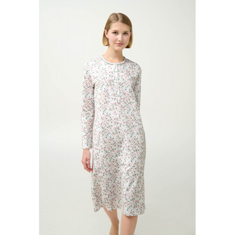 Φλοράλ Φούτερ Νυχτικό με Πατιλέτα GREEN FROSTY (23250-GREEN FROSTY)