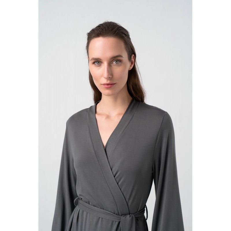 Μονόχρωμη Σταυρωτή Ρόμπα GRAY MAGNET (17140-GRAY MAGNET)