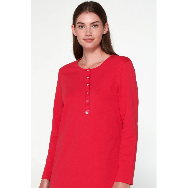 Βαμβακερό Χειμερινό Νυχτικό με Πατιλέτα RED BERRY (21935-RED BERRY)