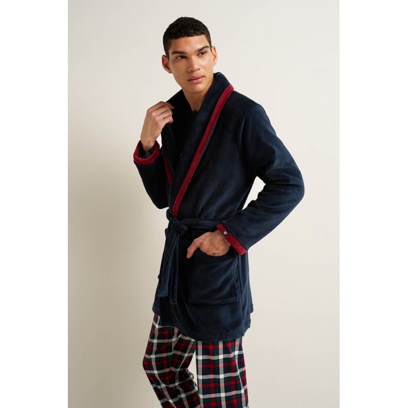 Ανδρική Σταυρωτή Fleece Ρόμπα BLUE (25618-BLUE) Ανδρική Σταυρωτή Fleece Ρόμπα BLUE (25618-BLUE)