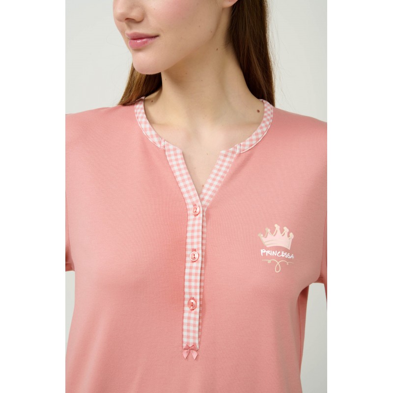 Βαμβακερή Γυναικεία Πυτζάμα με Πατιλέτα PINK TAN (23313-PINK TAN) Βαμβακερή Γυναικεία Πυτζάμα με Πατιλέτα PINK TAN (23313-PINK TAN)