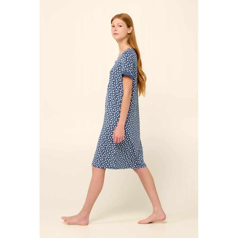 Micromodal Καλοκαιρινό Νυχτικό με Πατιλέτα BLUE RAF (22052-BLUE RAF)