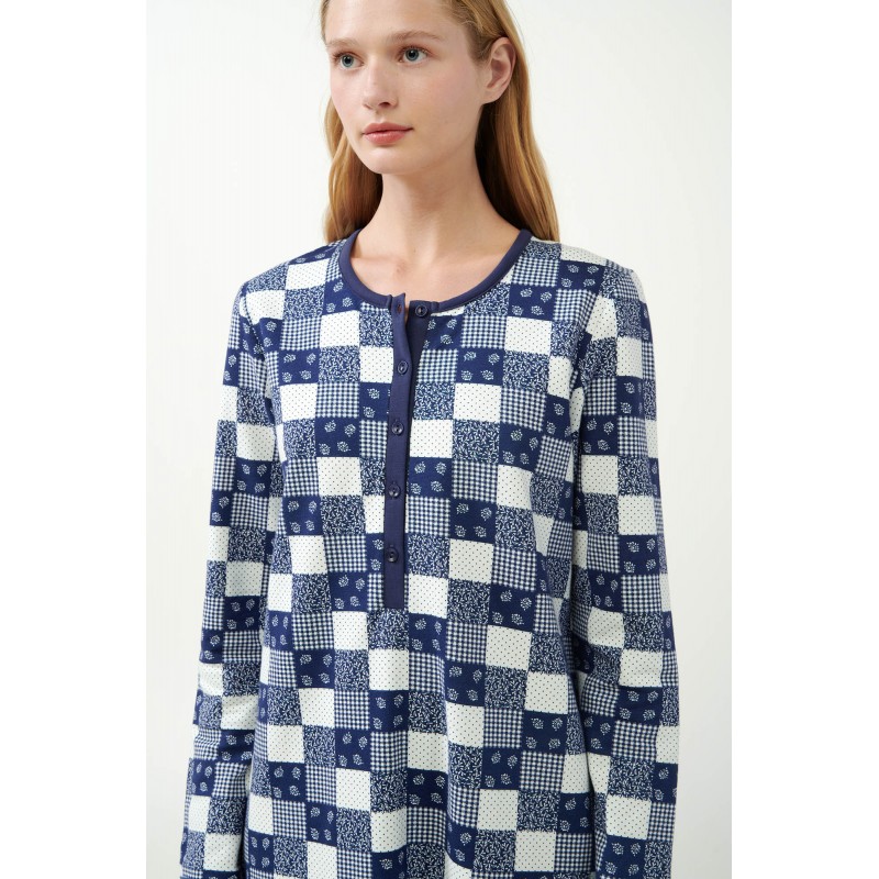 Νυχτικό Φούτερ Patchwork με Πατιλέτα BLUE PATRIOT (21431-BLUE PATRIOT) Νυχτικό Φούτερ Patchwork με Πατιλέτα BLUE PATRIOT (21431-BLUE PATRIOT)