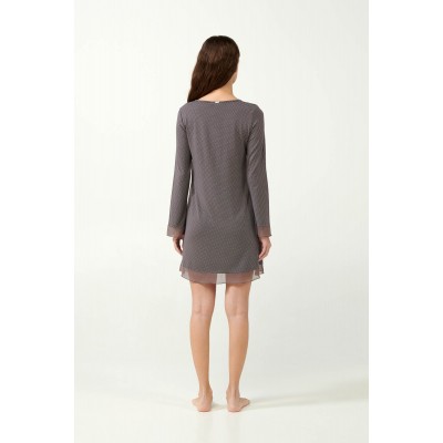 Micromodal Πουά Νυχτικό με Μακρύ Μανίκι GRAY MAUVE (21815-GRAY MAUVE)