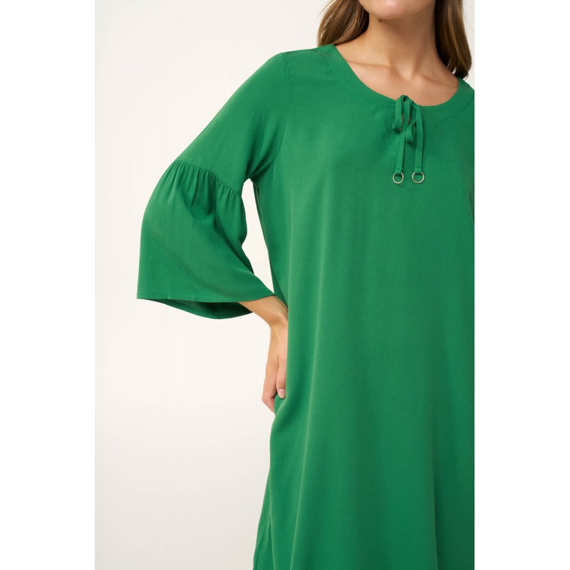 Καλοκαιρινό Κρεπ Φόρεμα με Μανίκι GREEN VERDANT (24459-GREEN VERDANT)