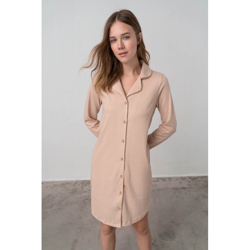 Kαρό Κουμπωτό Νυχτικό MOKA COFFEE (17493-MOKA COFFEE)