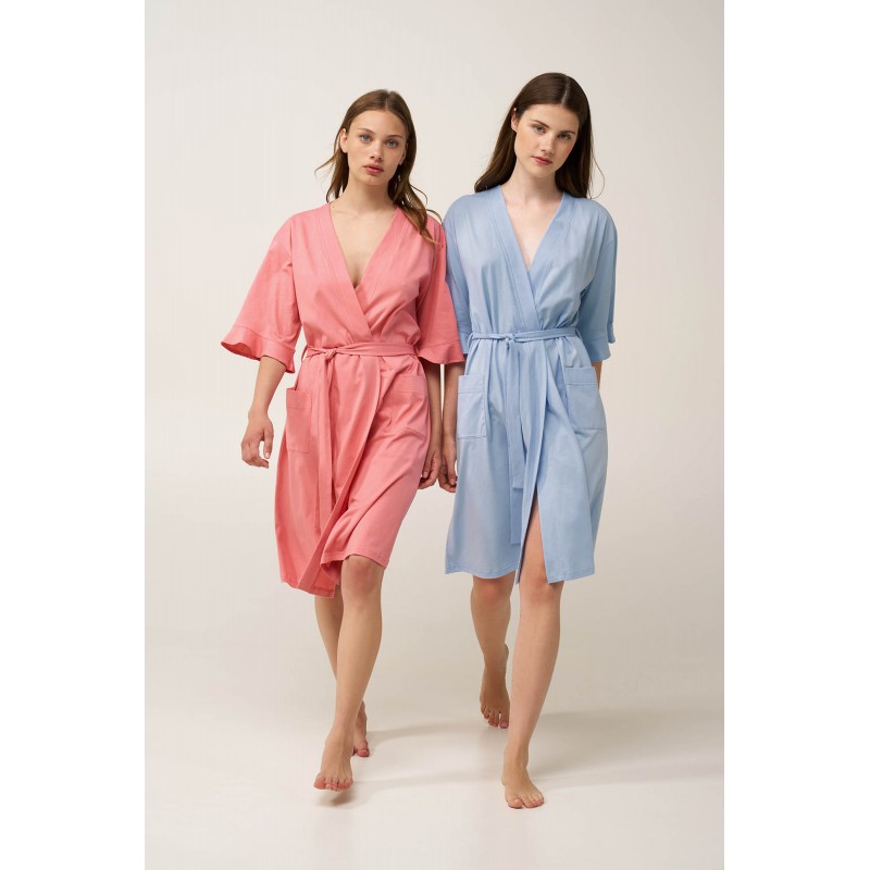 Γυναικεία Σταυρωτή Ρόμπα από Βαμβάκι PINK GLOW (24334-PINK GLOW)