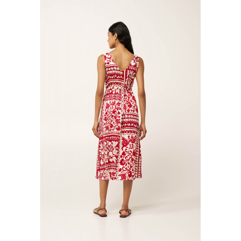Μακρύ Καλοκαιρινό Φόρεμα από Ποπλίνα RED BERRY (24396-RED BERRY)