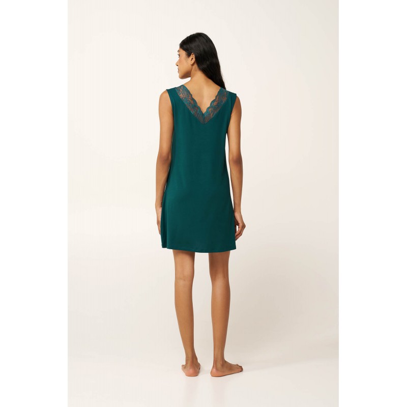 Καλοκαιρινό Micromodal Νυχτικό με Δαντέλα GREEN TEAL (24012-GREEN TEAL)