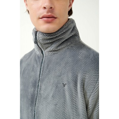 Fleece Ρόμπα Ζιβάγκο με Φερμουάρ GRAY (21706-GRAY)