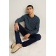 Ανδρική Βαμβακερή Πυτζάμα με V BLUE (25651-BLUE) Ανδρική Βαμβακερή Πυτζάμα με V BLUE (25651-BLUE)