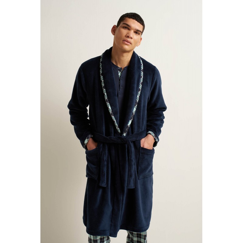 Ανδρική Fleece Σταυρωτή Μακριά Ρόμπα BLUE (25666-BLUE) Ανδρική Fleece Σταυρωτή Μακριά Ρόμπα BLUE (25666-BLUE)