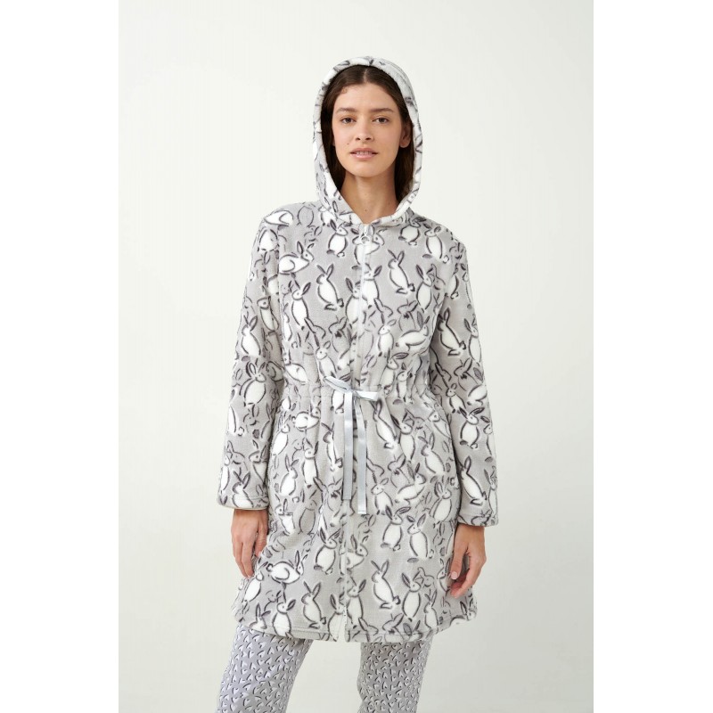 Fleece Ρόμπα με Φερμουάρ LIGHT GRAY (21460-LIGHT GRAY)