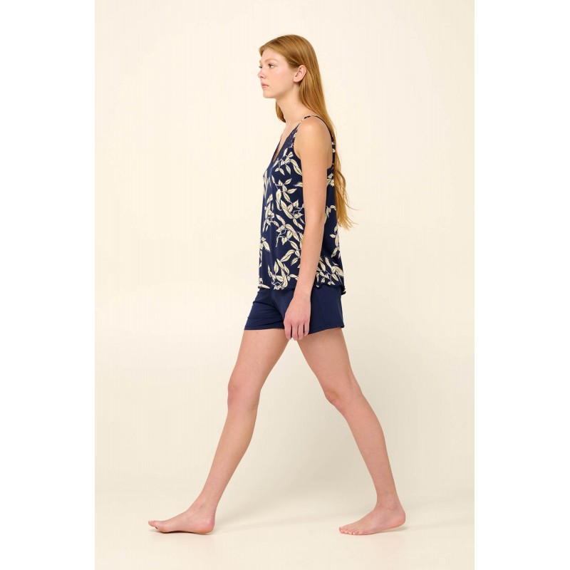 Micromodal Babydoll με Δαντέλα BLUE CAVERN (22046-BLUE CAVERN)