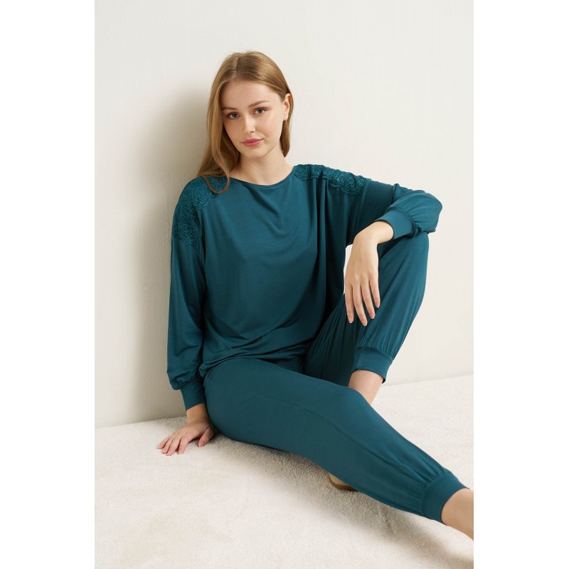 Γυναικεία Micromodal Πυτζάμα με Μανσέτες GREEN ATLANTIC (25150-GREEN ATLANTIC) Γυναικεία Micromodal Πυτζάμα με Μανσέτες GREEN ATLANTIC (25150-GREEN ATLANTIC)