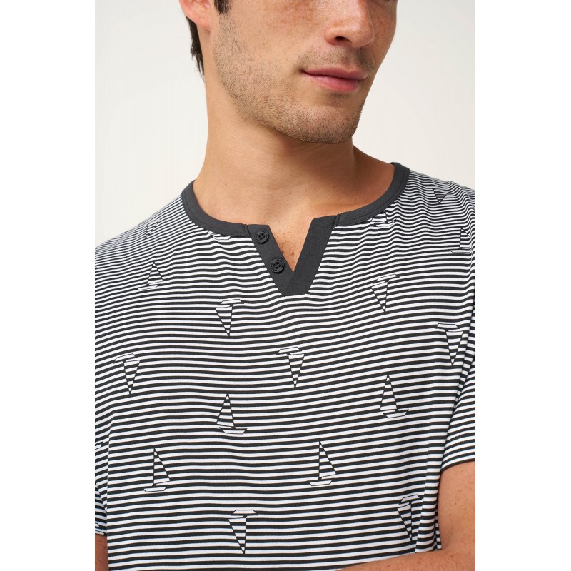 Ανδρική Καλοκαιρινή Πυτζάμα με Ρίγες DARK GRAY (24670-DARK GRAY) Ανδρική Καλοκαιρινή Πυτζάμα με Ρίγες DARK GRAY (24670-DARK GRAY)