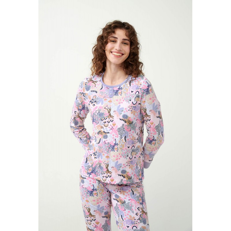Πυτζάμα Interlock με Fleece Μανσέτες LAVENDER SWEET (21302-LAVENDER SWEET)