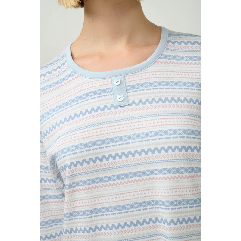 Βαμβακερό Νυχτικό με Σκανδιναβικό Μοτίβο BLUE CLOUD (23305-BLUE CLOUD)