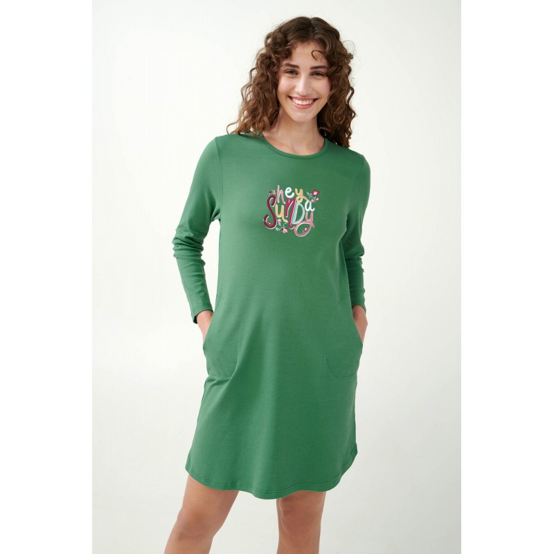 Νυχτικό Interlock με Patchwork Τσέπες GREEN BARLEY (21373-GREEN BARLEY) Νυχτικό Interlock με Patchwork Τσέπες GREEN BARLEY (21373-GREEN BARLEY)