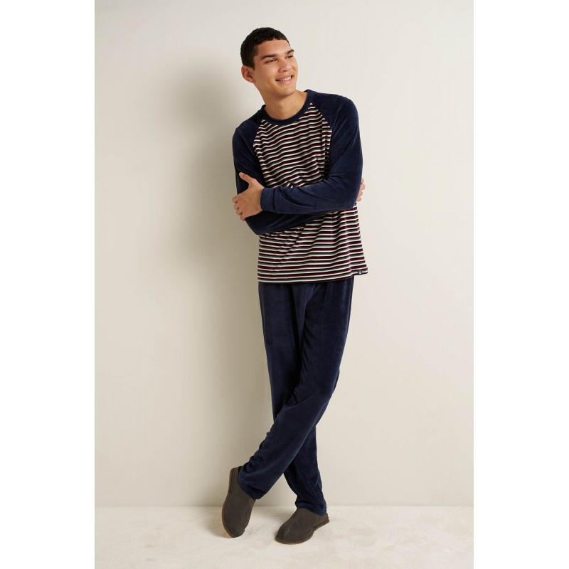 Ανδρική Velvet Πυτζάμα με Ρίγες BLUE BLAZER (25691-BLUE BLAZER) Ανδρική Velvet Πυτζάμα με Ρίγες BLUE BLAZER (25691-BLUE BLAZER)