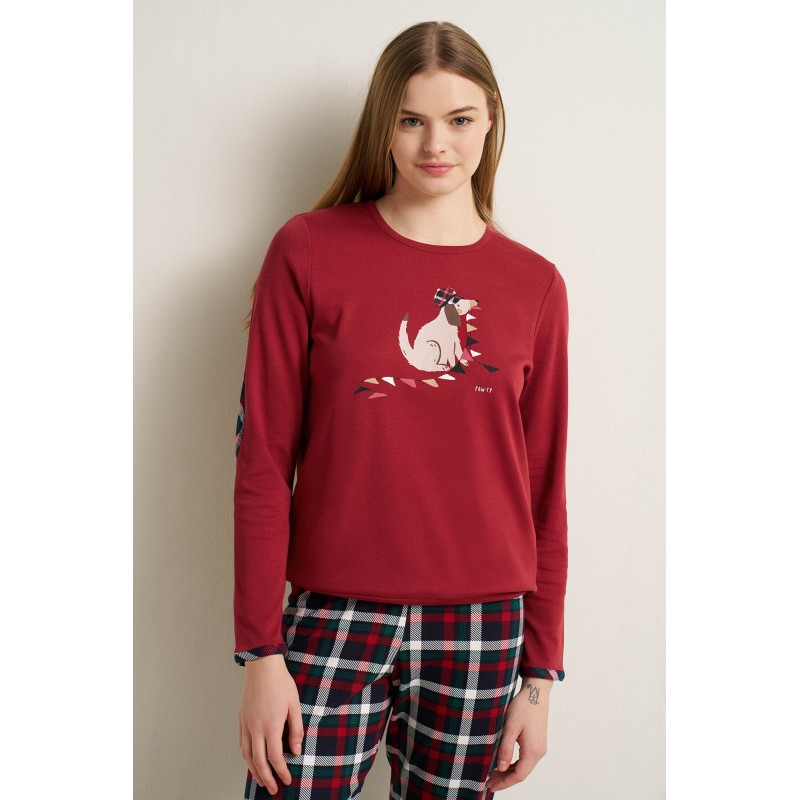 Γυναικεία Βαμβακερή Matching Πυτζάμα RED KARANDA (25615-RED KARANDA) Γυναικεία Βαμβακερή Matching Πυτζάμα RED KARANDA (25615-RED KARANDA)
