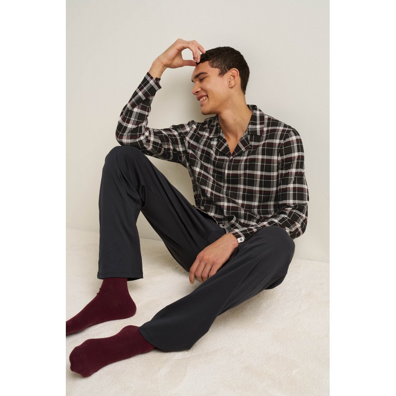 Ανδρική Βαμβακερή Κουμπωτή Πυτζάμα DARK GRAY (25681-DARK GRAY) Ανδρική Βαμβακερή Κουμπωτή Πυτζάμα DARK GRAY (25681-DARK GRAY)