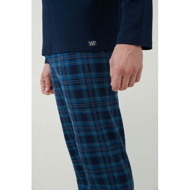 Ταρτάν Πυτζάμα Interlock με Πατιλέτα BLUE (21621-BLUE)