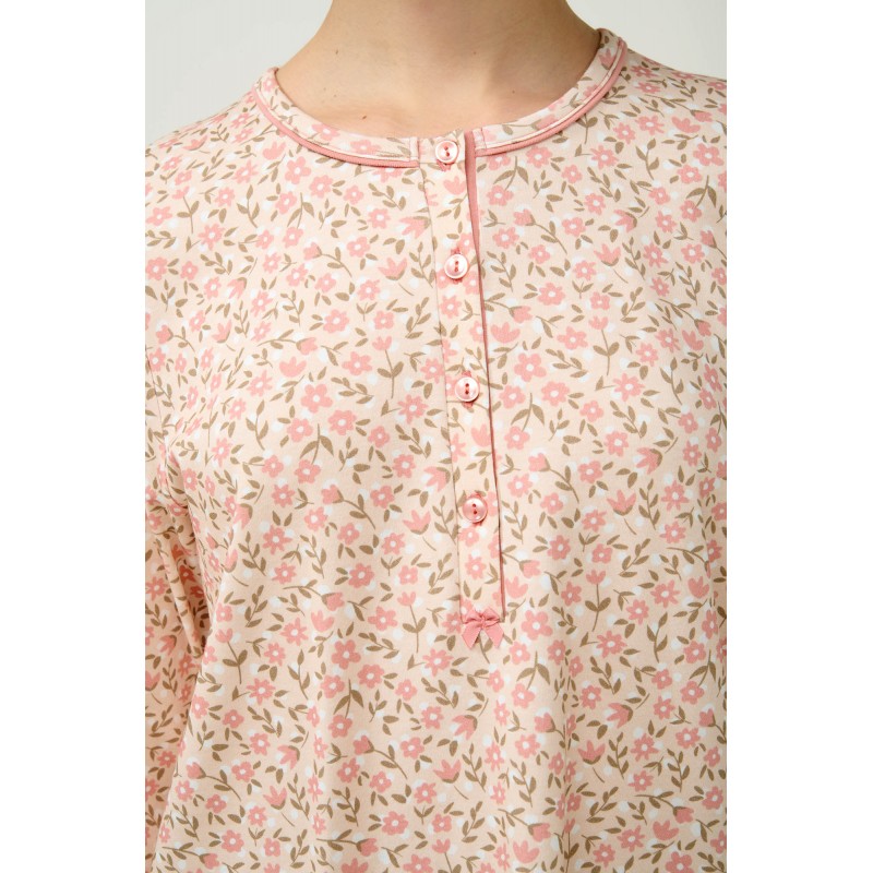 Γυναικεία Βαμβακερή Πυτζάμα με Πατιλέτα PINK TAN (23330-PINK TAN)