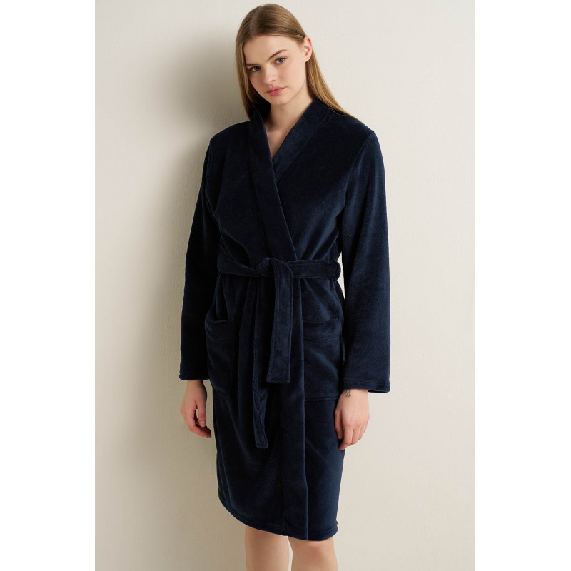 Γυναικεια Σταυρωτή Fleece Ρόμπα BLUE (25280-BLUE)