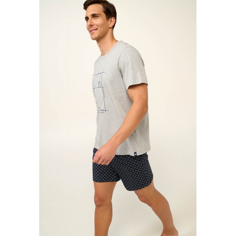 Βαμβακερή Ανδρική Πυτζάμα με Κοντό Μανίκι GRAY MELANGE (22680-GRAY MELANGE) Βαμβακερή Ανδρική Πυτζάμα με Κοντό Μανίκι GRAY MELANGE (22680-GRAY MELANGE)