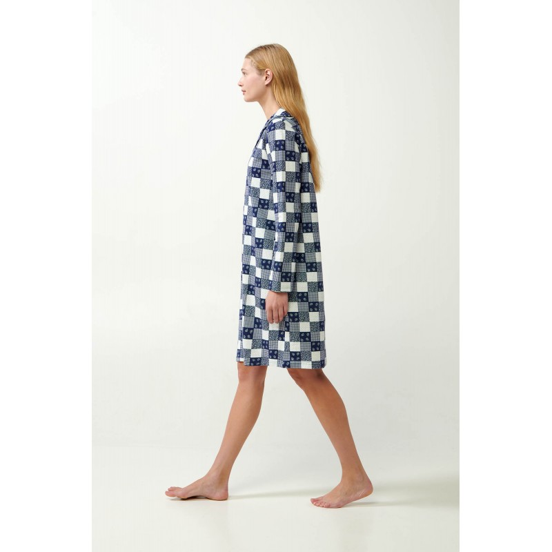 Κουμπωτό Νυχτικό Patchwork BLUE PATRIOT (21434-BLUE PATRIOT)