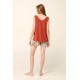 Γυναικεία Πυτζάμα Micromodal με Κοντό Παντελόνι RED CINNABAR (22022-RED CINNABAR)