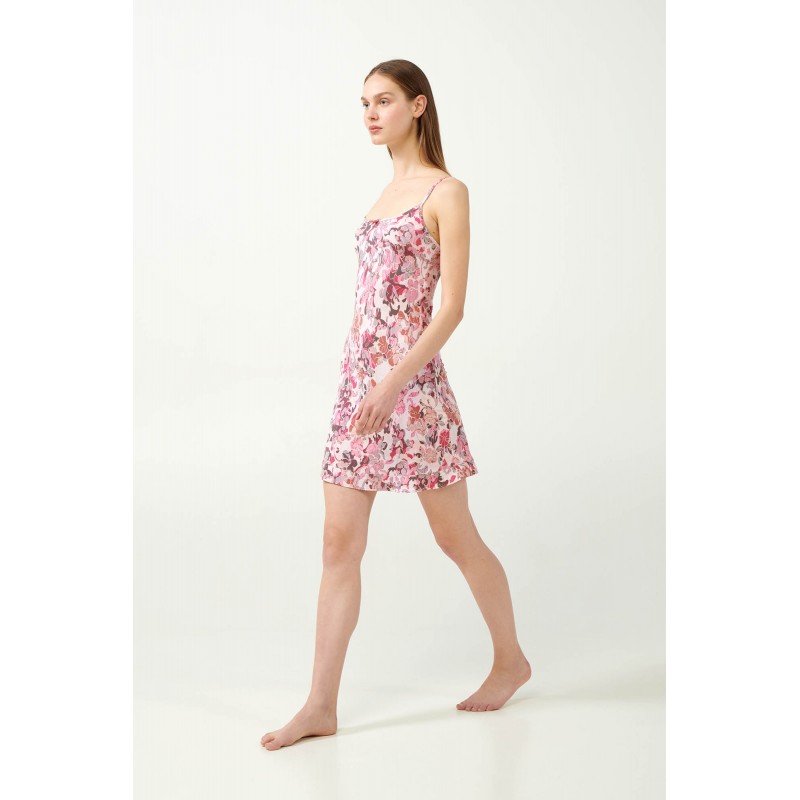 Micromodal Φλοράλ Νυχτικό με Τιράντες ROSE VINKA (21826-ROSE VINKA)