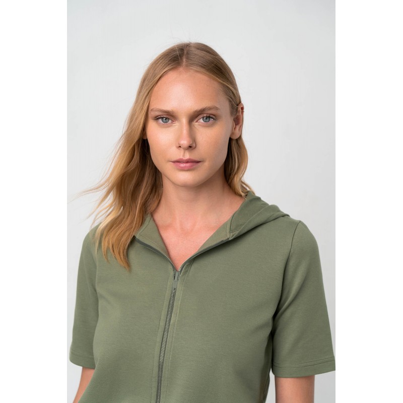 Μονόχρωμο Jacket με Φερμουάρ KHAKI (18344-KHAKI)