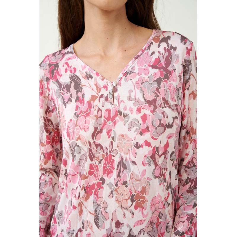 Micromodal Φλοράλ Νυχτικό με Λαιμόκοψη V ROSE VINKA (21043-ROSE VINKA)